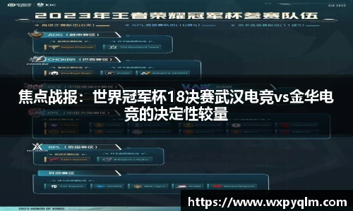 焦点战报：世界冠军杯18决赛武汉电竞vs金华电竞的决定性较量
